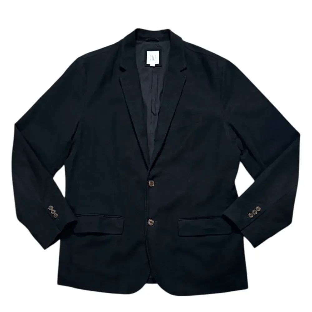Gap Moleskin Blazer Mens True Black Formal Classic Preppy Size L - Picture 2 of 6